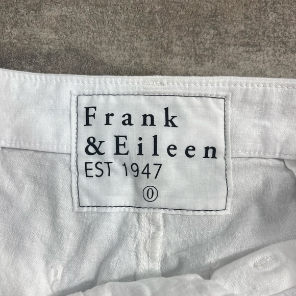 Frank and Eileen White Kinsale Cropped Pants w/ Raw Hem Cotton and Flax … - Picture 6 of 14